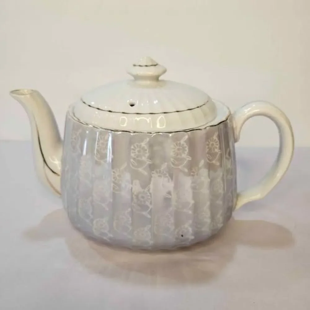 Iridescent Floral Ceramic Teapot